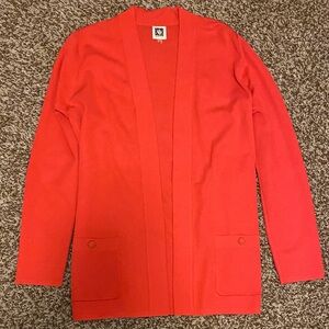 Anne Klein Coral Red Knit Cardigan